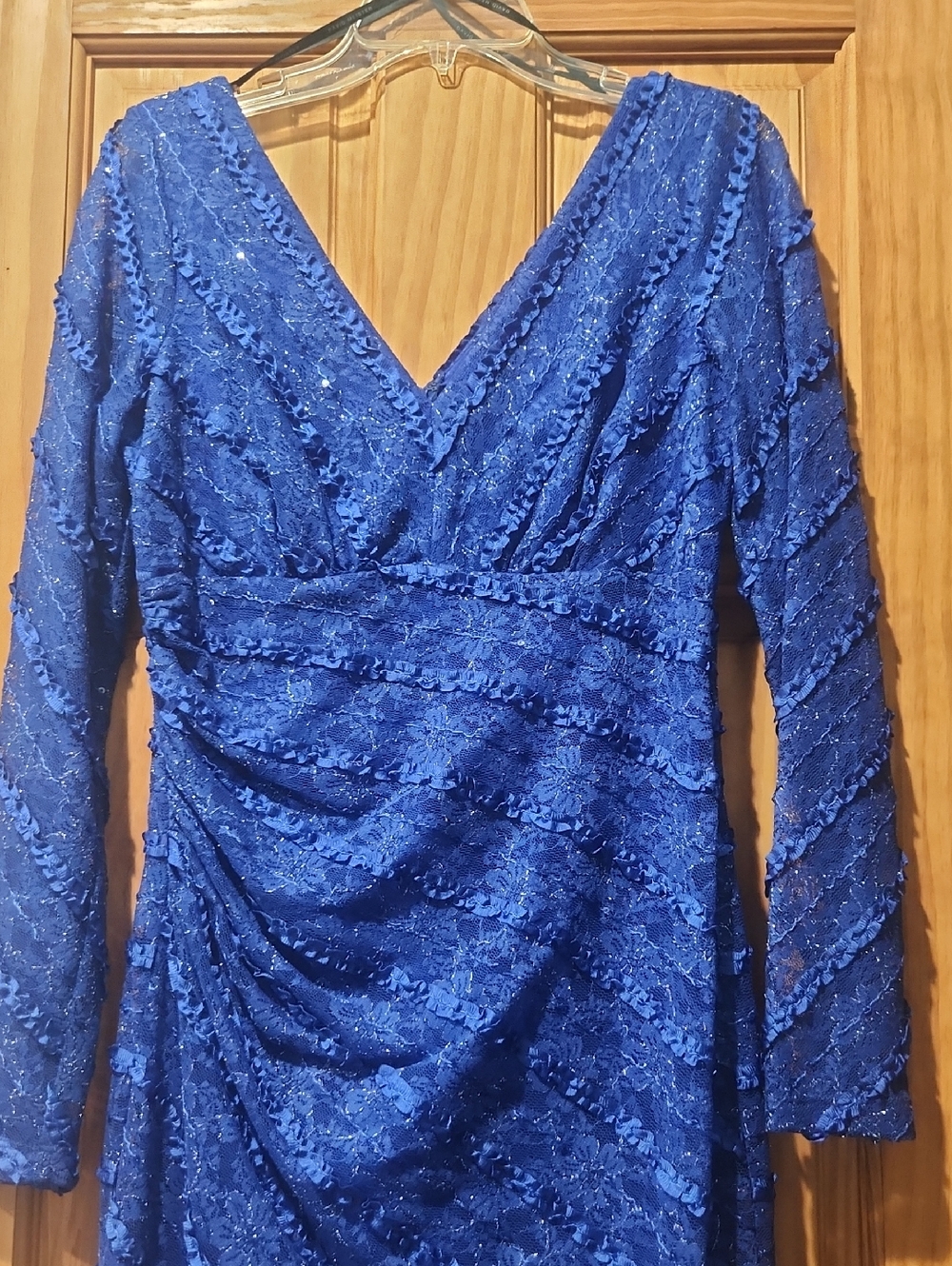 David Meister Electric Blue Sequin Evening Gown